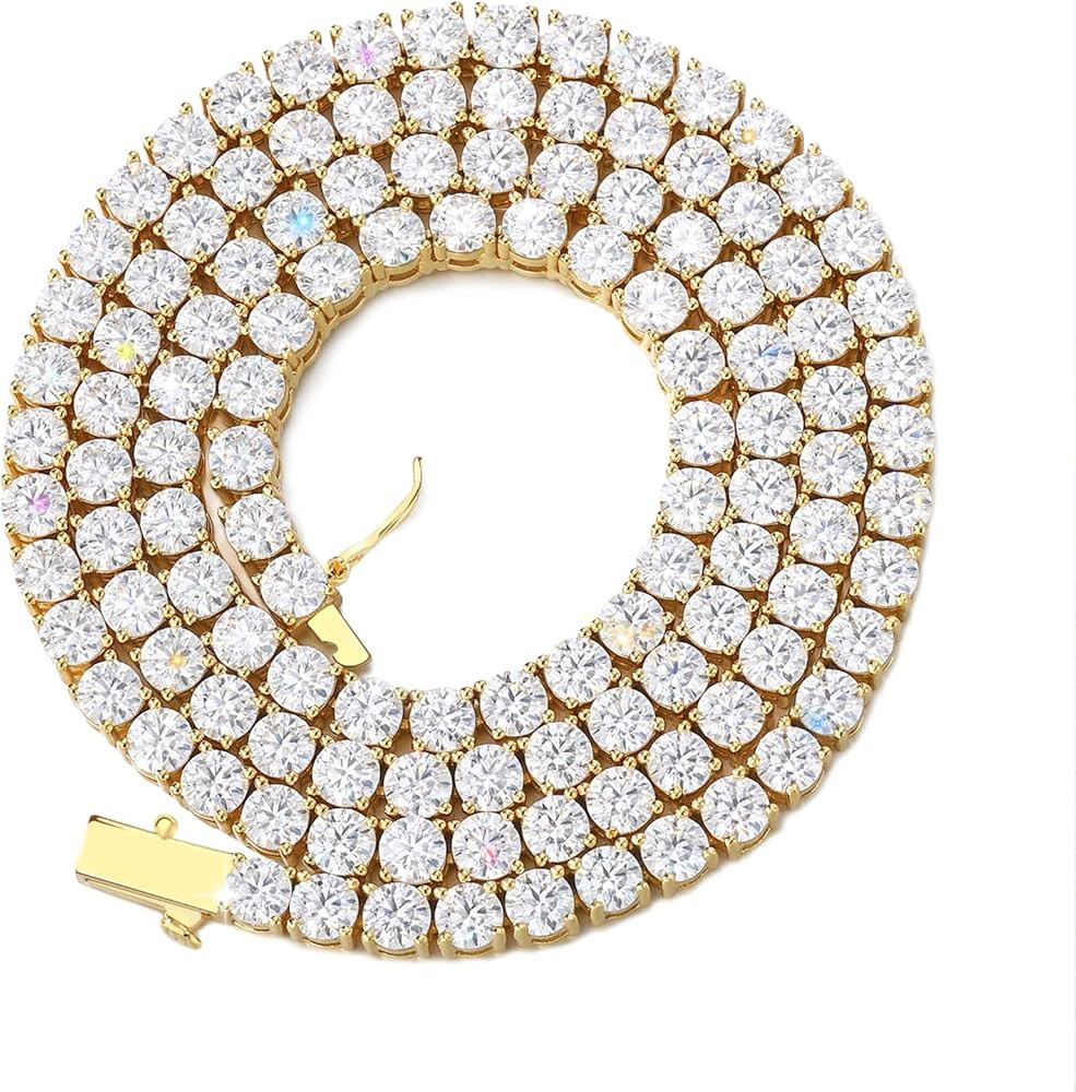 BREN Tennis Necklace - 3mm 4mm 5mm Iced Out Diamond Tennis Chain 5A Cubic Zirconia Necklace - 18K... | Amazon (US)