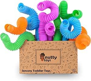 nutty toys 4pk Pop Tubes Sensory Toys (Large) Fine Motor Skills Learning Toddler Toy for Kids, To... | Amazon (US)