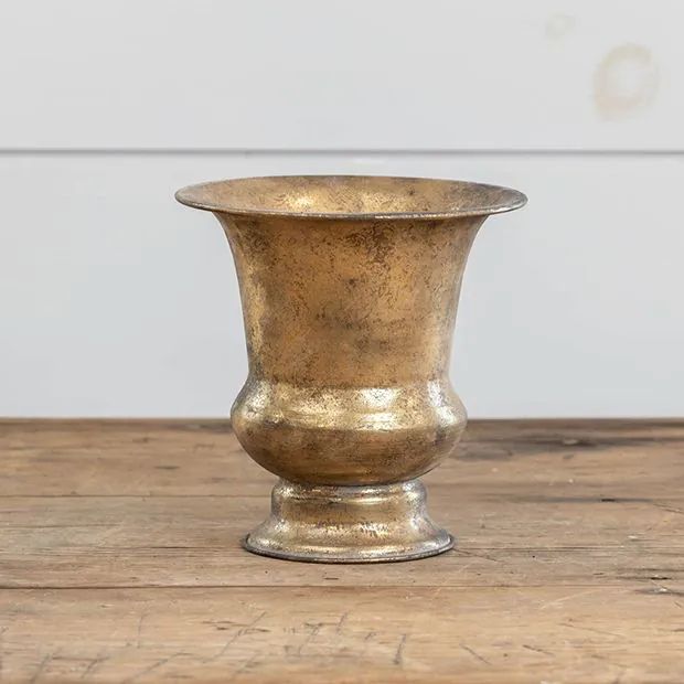 Gold Metal Tabletop Urn | Antique Farm House