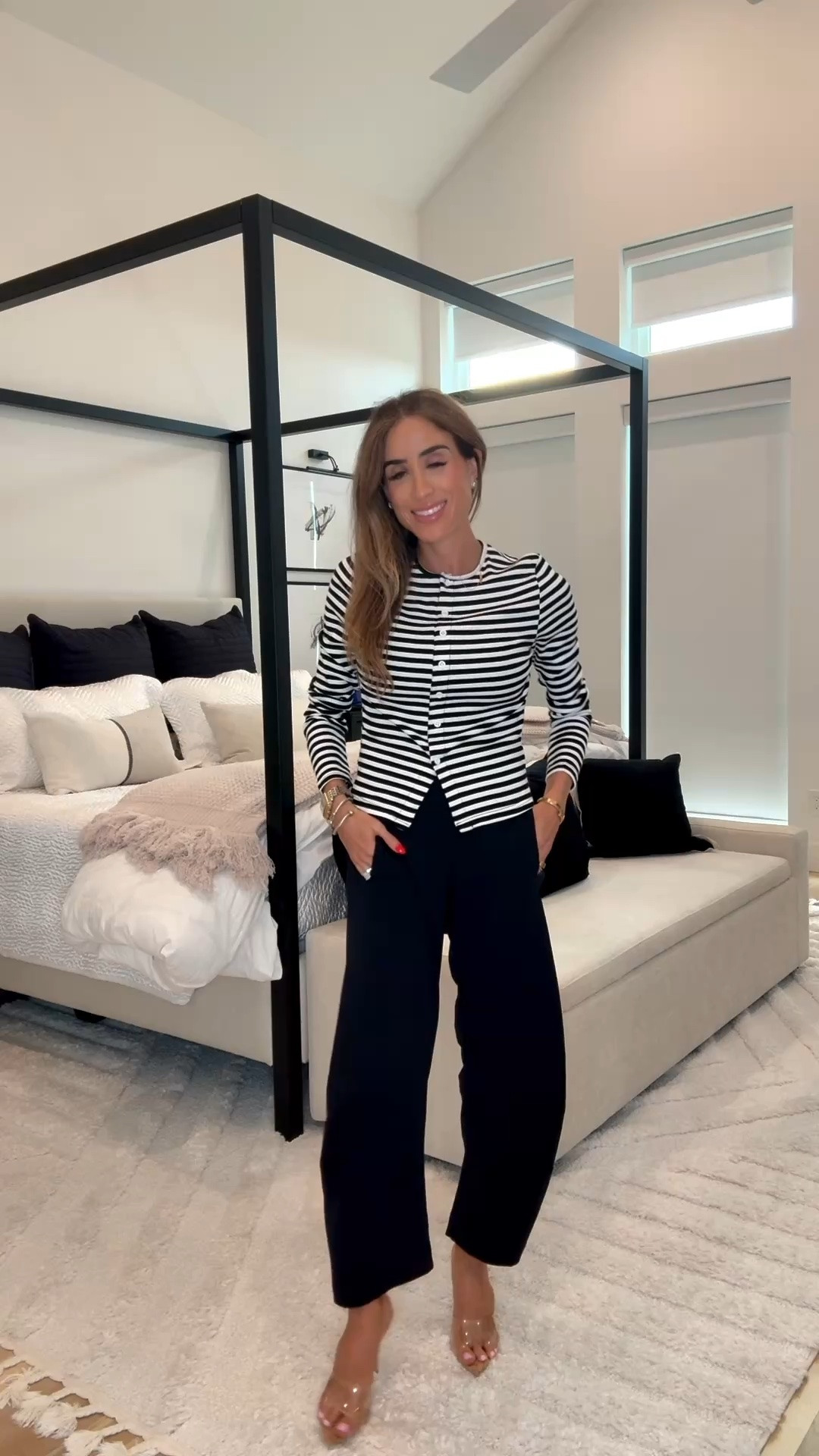 Viral nom wrinkle pants you can wear to the office or casual. Wearing with this cute stripe long sleeve in size xs. Wearing 0 petite in the pants

#LTKPetite #LTKSaleAlert #LTKootd