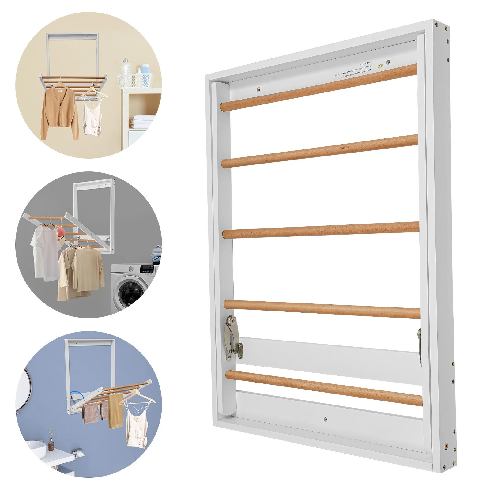 Wall Mounted Clothes Drying Rack, Folding Wall Drying Rack for Laundry White | Walmart (US)
