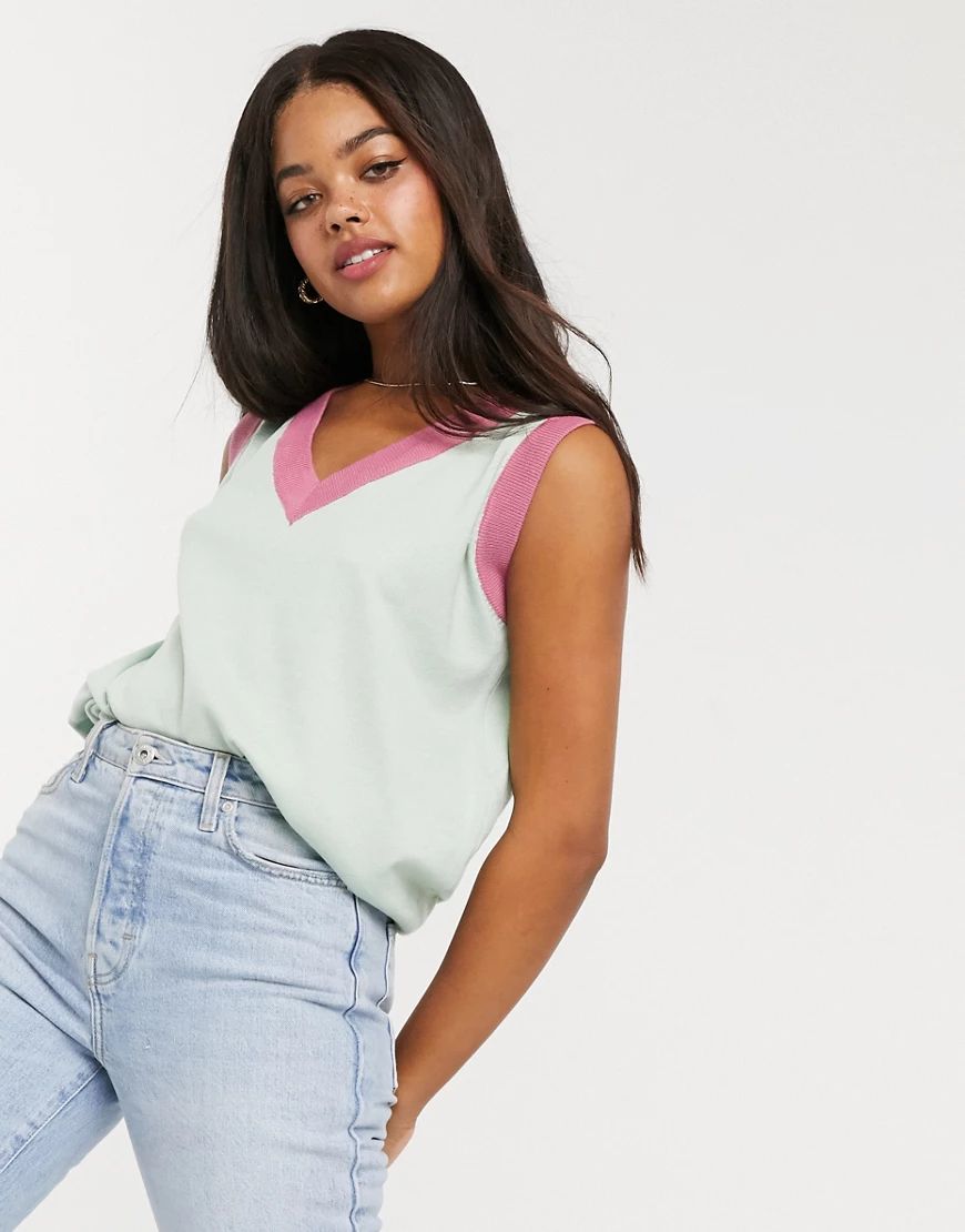 Daisy Street oversized sleeveless top in pastel knit-Green | ASOS (Global)