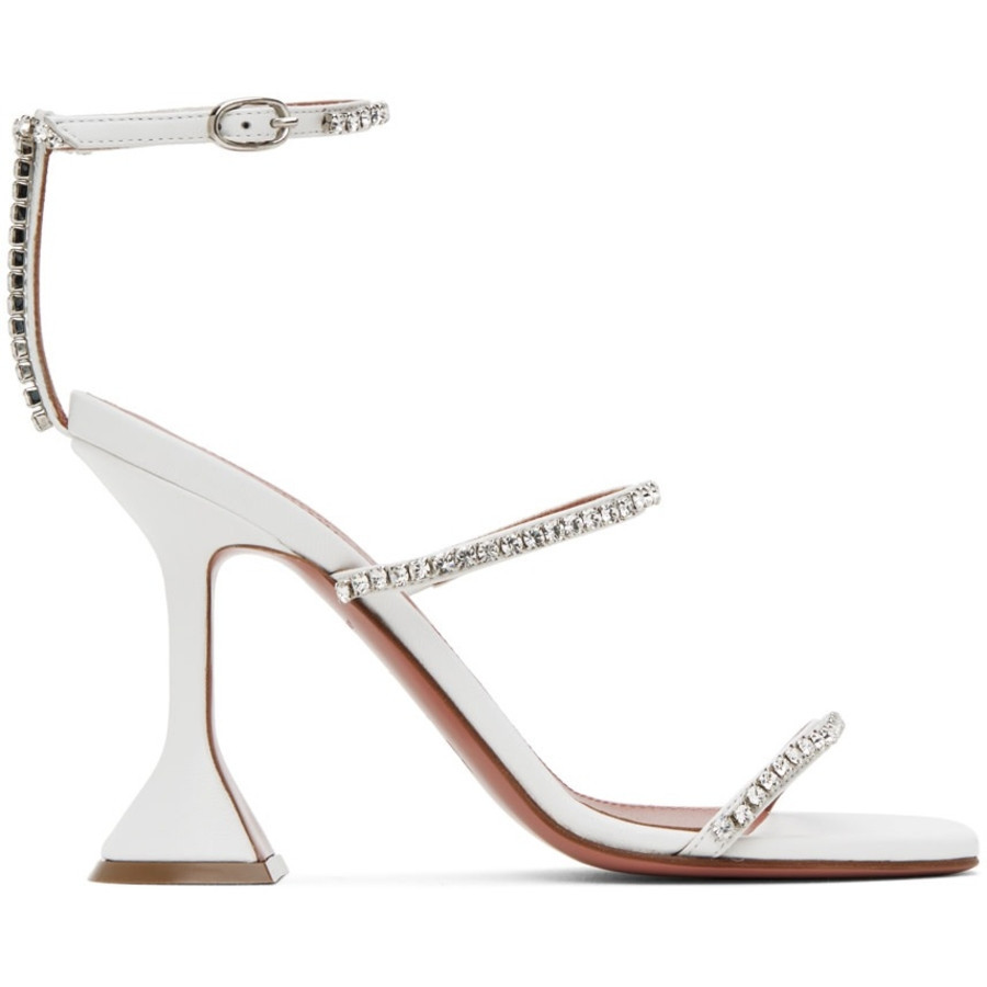 Amina Muaddi Ladies Nappa White / White Crystals Gilda Sandals | Jomashop.com & JomaDeals.com
