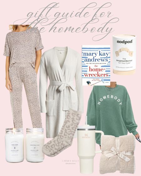 Gifts for the female that’s a homebody. 
Barefoot Dreams socks, blanket and robe, sweatshirt, Stanley cup, book, candles , beauty ideas, silk pillowcases, weighted eye mask

#LTKbeauty
#LTKseasonal
#LTKover40

#LTKHoliday #LTKGiftGuide #LTKhome