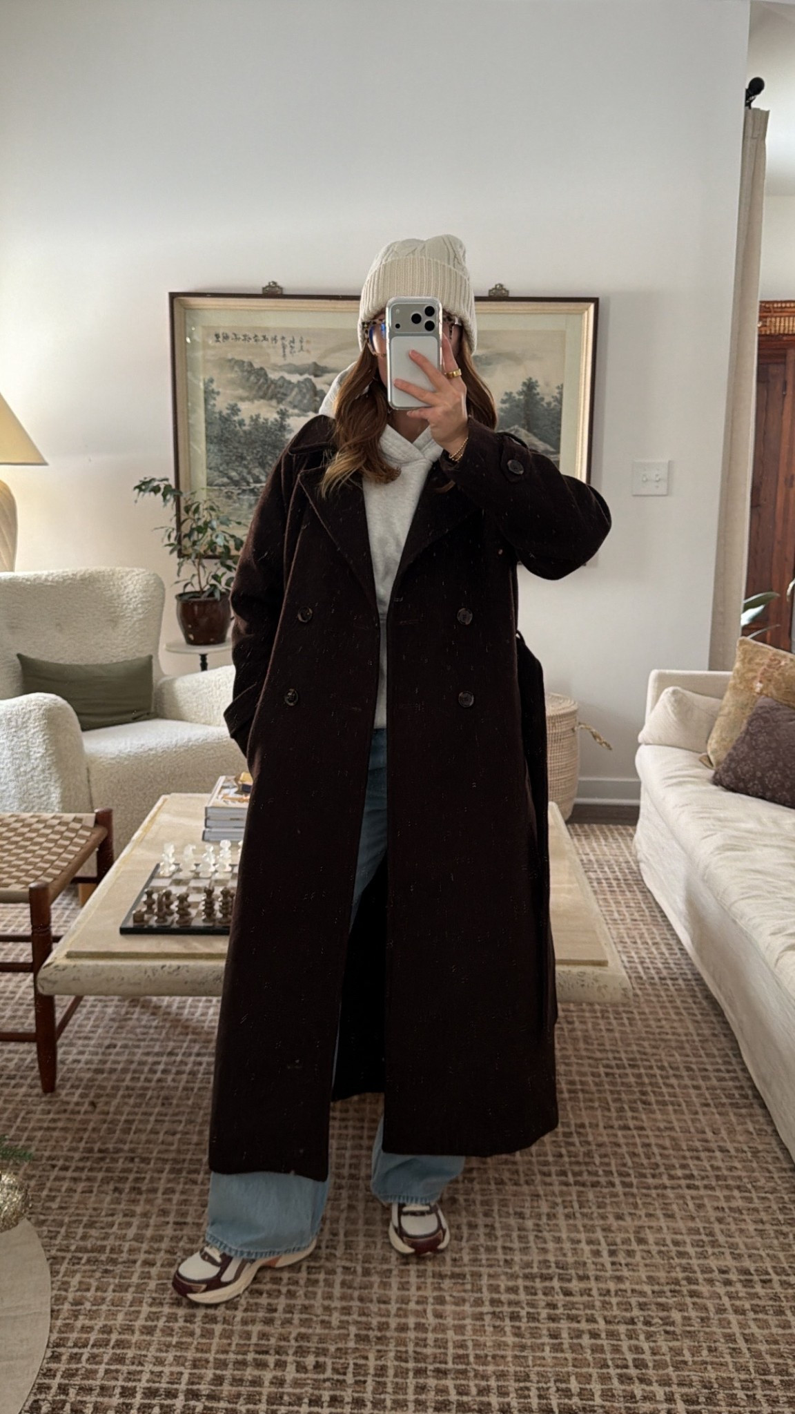 11/17/25 my casual winter outfit — an easy, everyday look that’s comfortable but still put together. I’m linking my Asics Gel-1130 sneakers, my Abercrombie ultra-loose jeans, my Aritzia grey hoodie, and my Abercrombie brown wool coat for layering on colder days. I also have my Amazon blue light glasses linked, along with my Madewell knit hat to finish off the look and keep it cozy.

#LTKootd #LTKHoliday #LTKSeasonal