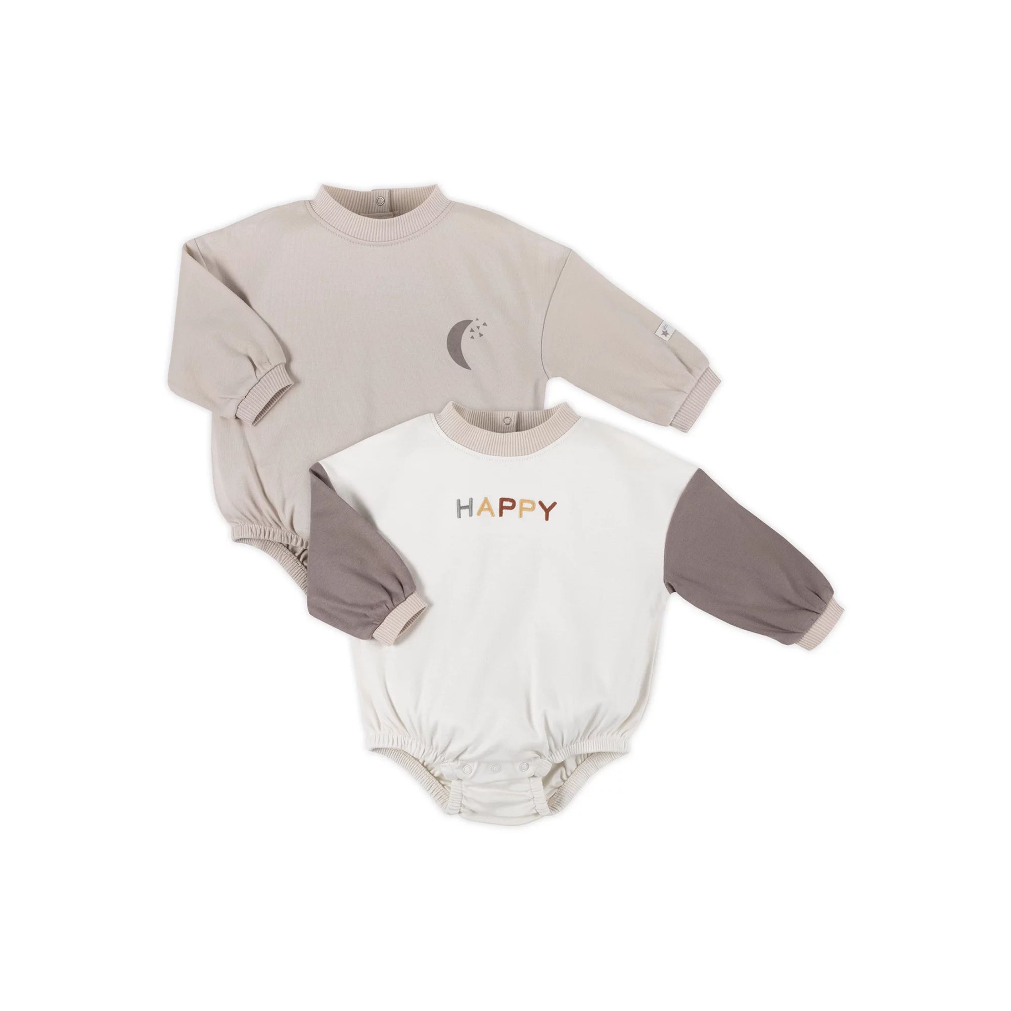 Little Star Organic Baby Unisex 2Pk Sweatshirt Rompers, Size Newborn-12 Months | Walmart (US)