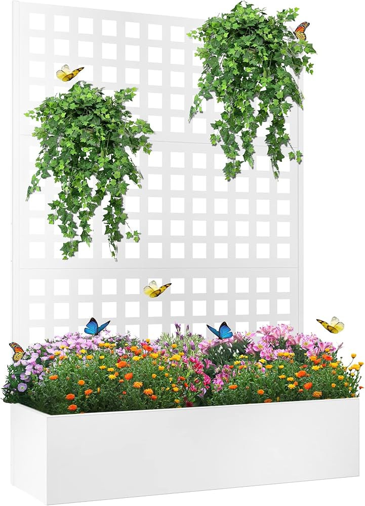 Elevens Metal Planter with Trellis, Trellis with Planter Box & Privacy Screen, Outdoor Raised Gar... | Amazon (US)