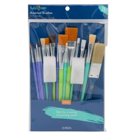 Hello Hobby Assorted Craft Paint Brush Set, 25pcs | Walmart (US)