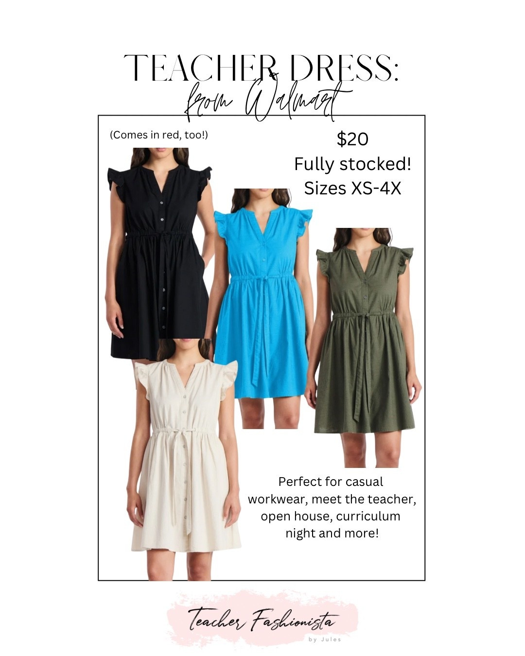 Walmart dress under $20 is perfect for casual workwear and teachers! Would make a cute back to school outfit or meet the teacher dress!

#LTKSeasonal #LTKWorkwear #LTKFindsUnder50