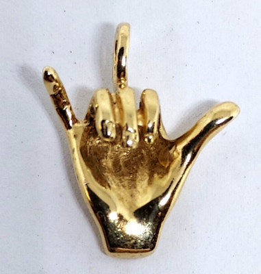 14K Yellow Gold Hand Charm  Good Luck Sign Pendant Necklace 2.53 Grams  | eBay | eBay US