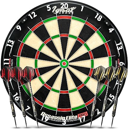 IgnatGames Dart Board Professional- Competition Size Kenyan Sisal Dart Board for Adults - Staple-... | Amazon (US)