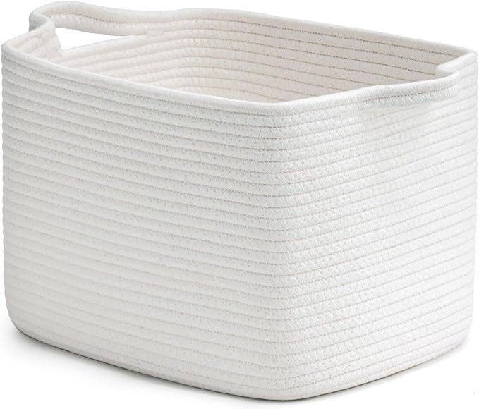 INDRESSME White Woven Storage Basket, Baby Gift Basket for Nursery, Clothes Basket for Shelves, S... | Amazon (US)