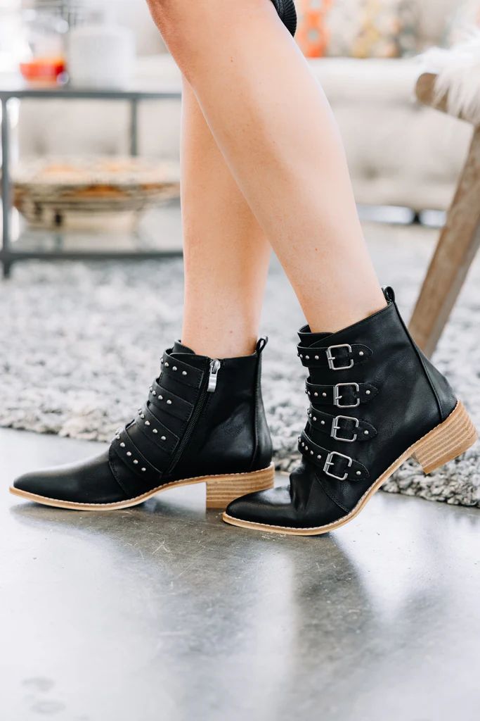 Stone Cold Ice Black Buckle Booties | The Mint Julep Boutique