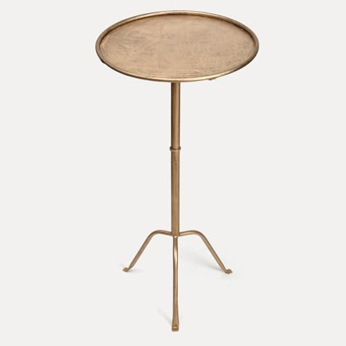 SUJUN Metal Martini Side Table, Antique Brass – Compact Art Deco Design, Raised Edge, Easy Assembly, 12.5" Diameter, 27.5" Height, Stylish and Functional Cocktail Table | Amazon (US)