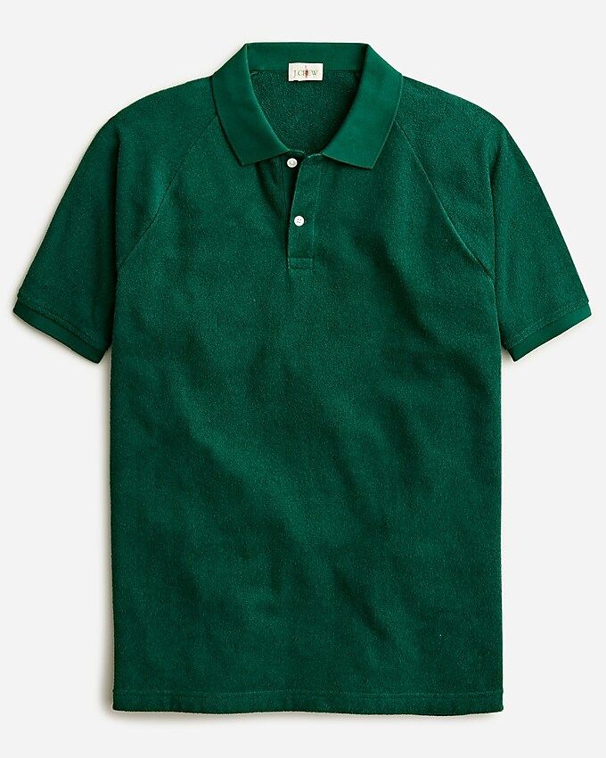 Raglan-sleeve terry polo shirt | J.Crew US