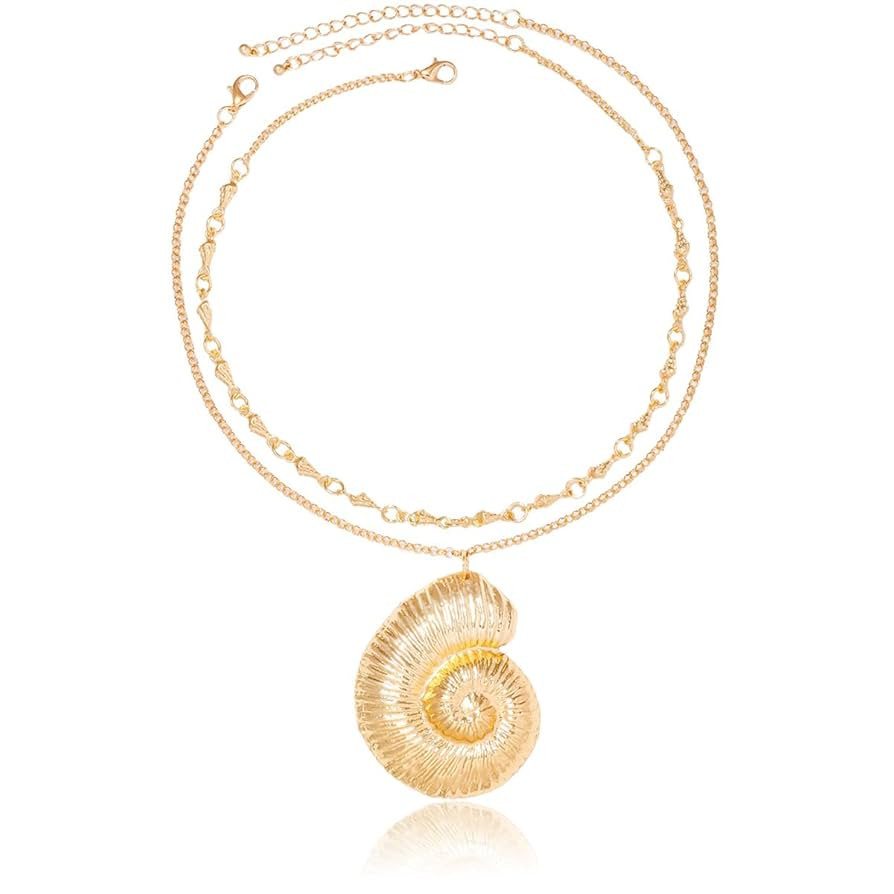 Layered Conch Shell Necklace Gold Shell Seashell Necklace Choker Necklaces Jewelry Witch Necklace... | Amazon (US)
