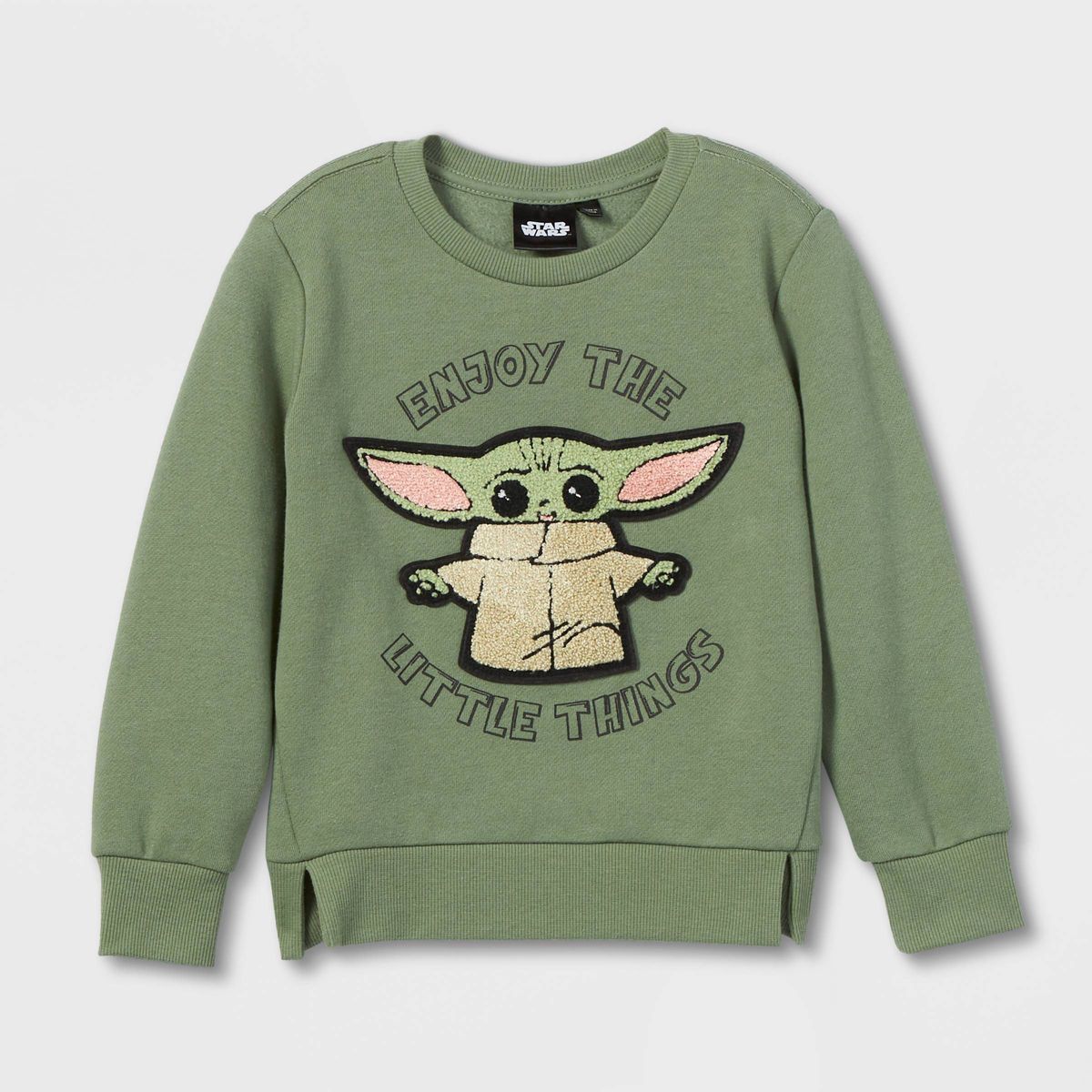 Toddler Boys' Star Wars The Mandalorian Solid Pullover Sweatshirt - Green | Target