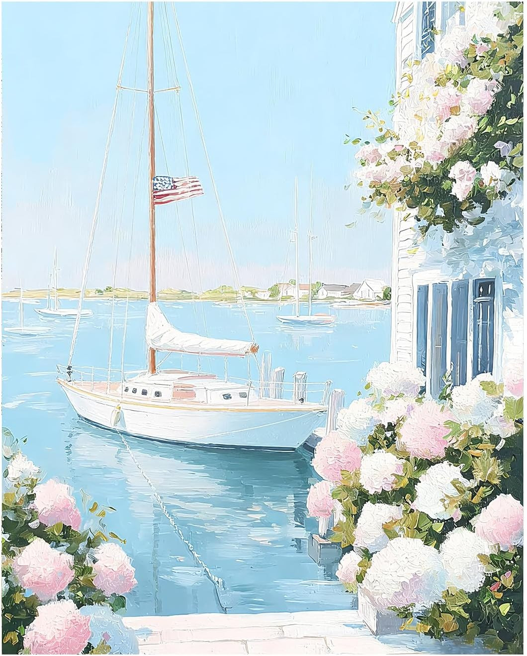 RLTXBUK Coastal Boat Paint by Numbers Kit for Adults Wall Decor 16x20 | Amazon (US)