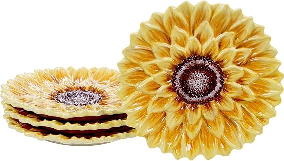 Certified International Sunset Sunflower 8.25" 3-D Dessert Plate, Set of 4,One Size, Multicolored | Amazon (US)