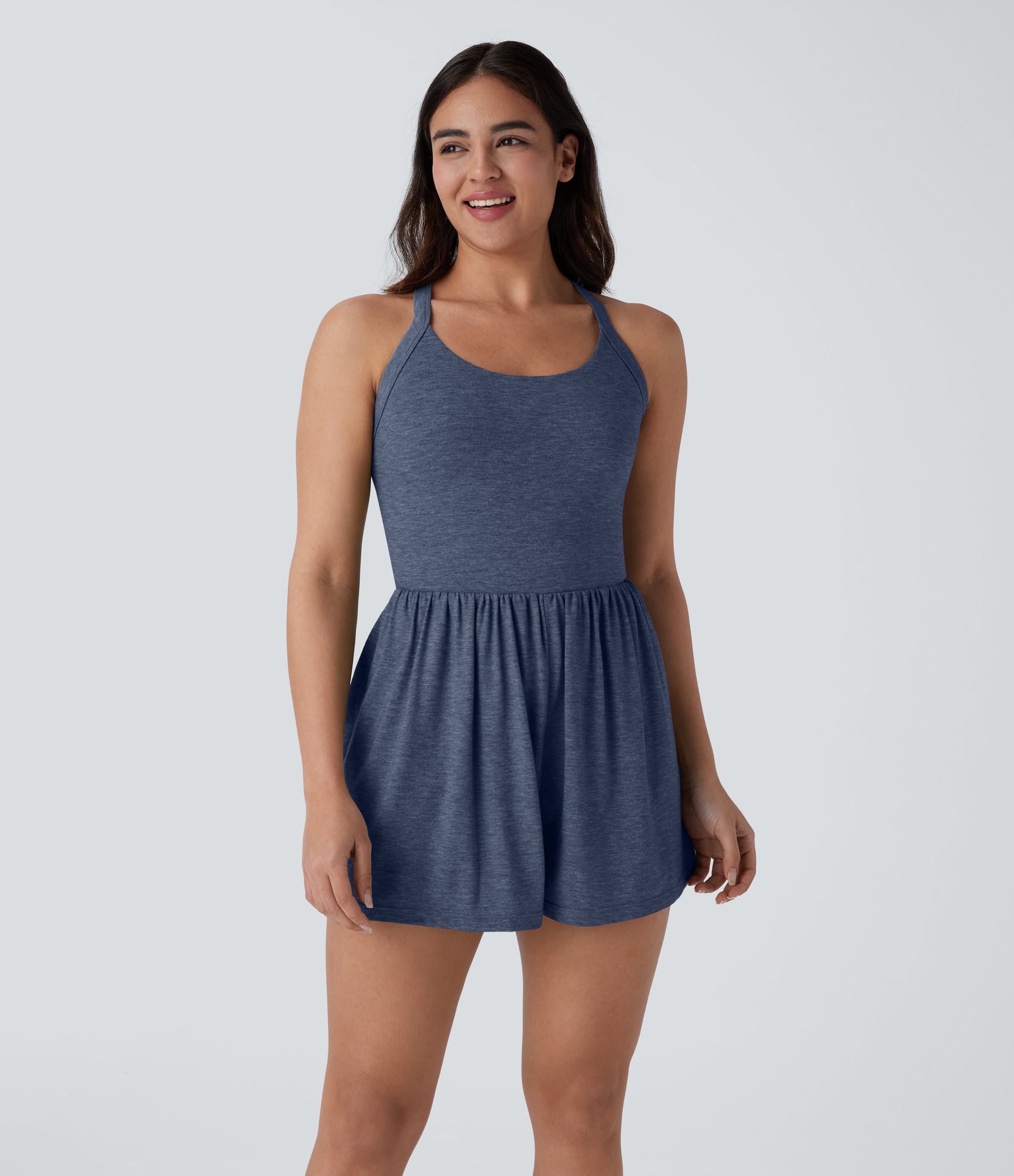 Halara Pocket 2-in-1 Romper-Easy Peezy Edition  - Mottled Indigo - M | HALARA