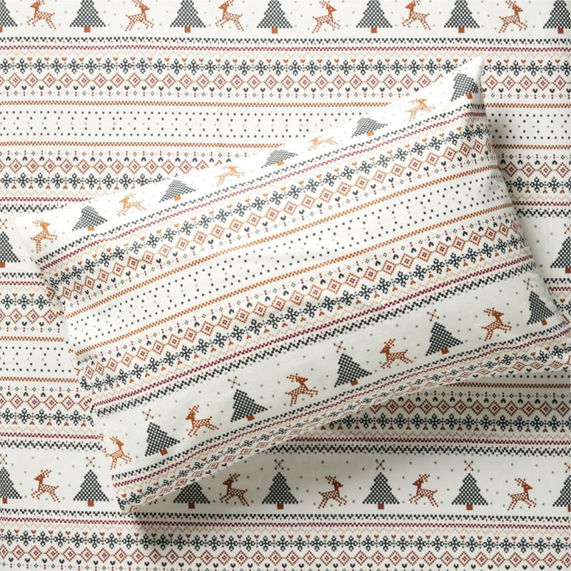 Supercozy Fairisle Multicolor Organic Flannel Kids Pillowcase | Crate & Kids | Crate & Barrel