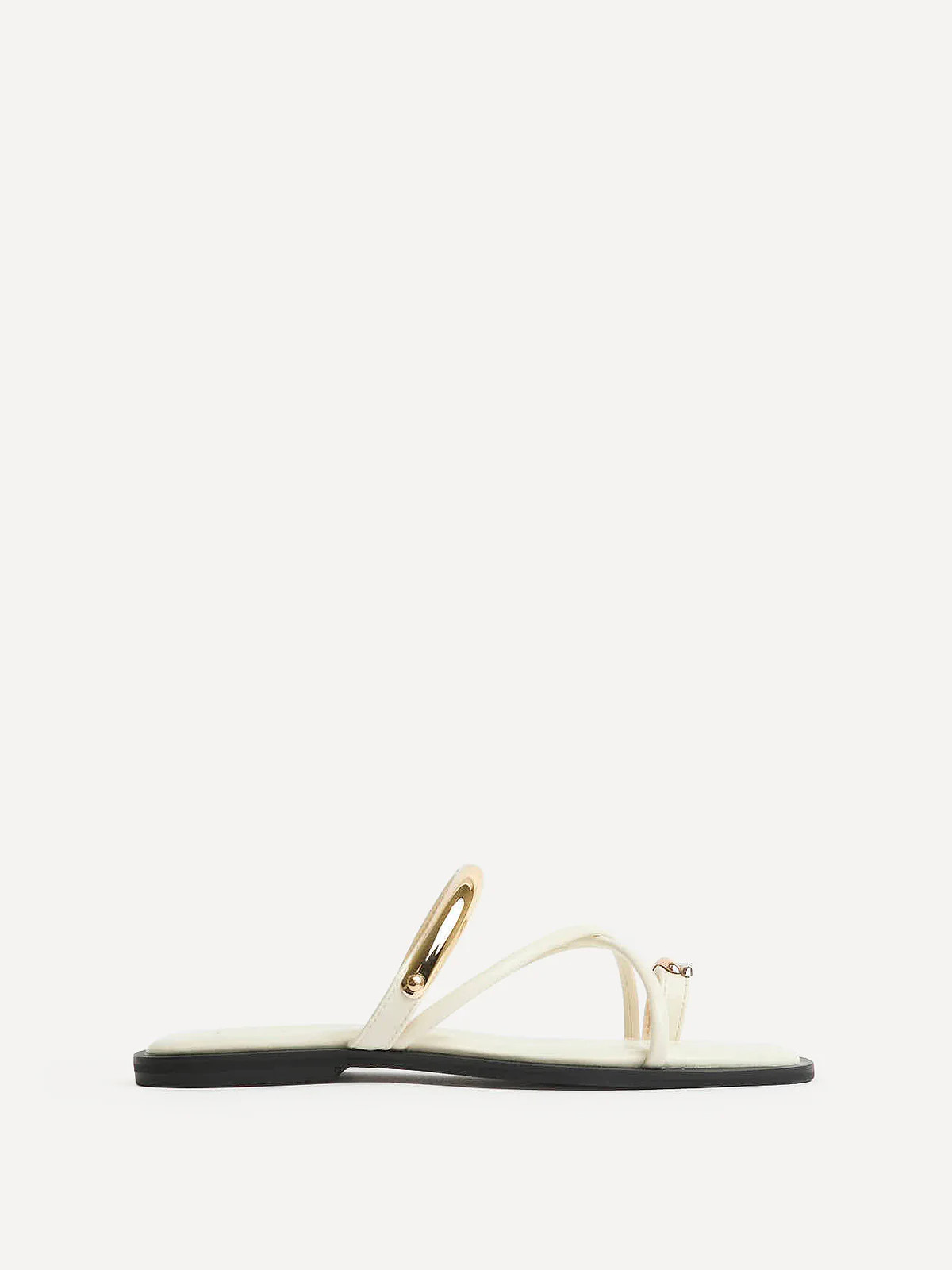 Lillie Ivory Toe Ring Flat Sandals | Linzi Shoes