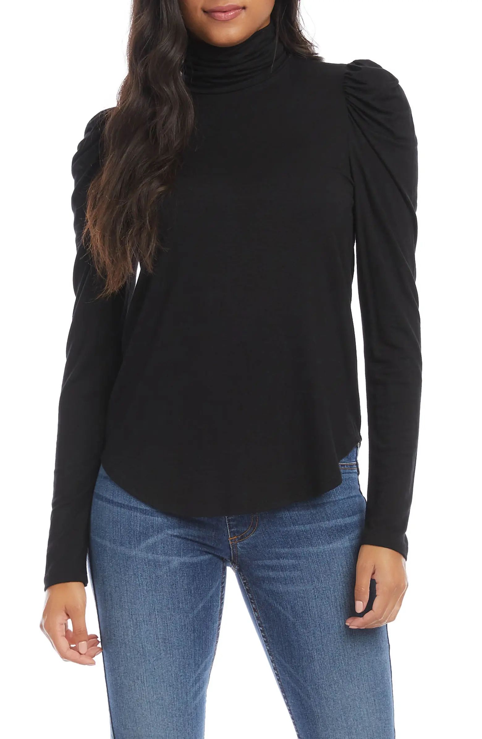 Karen Kane Shirred Long Sleeve Turtleneck Top | Nordstrom | Nordstrom