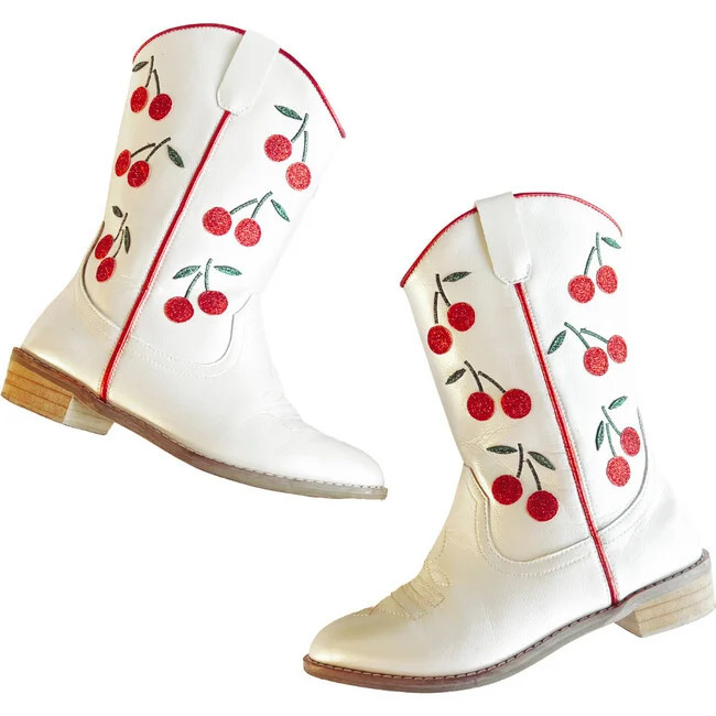 Wild + Rae | Cowgirl Cherry Boots, (White Multi, Size Kid US 3 / EU 34) | Maisonette | Maisonette