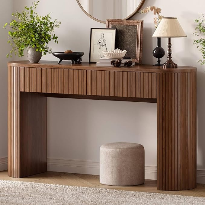 55 Inch Console Table with 2 Drawers, Fluted Entryway Tables with Storage, Sofa Table Behind The ... | Amazon (US)