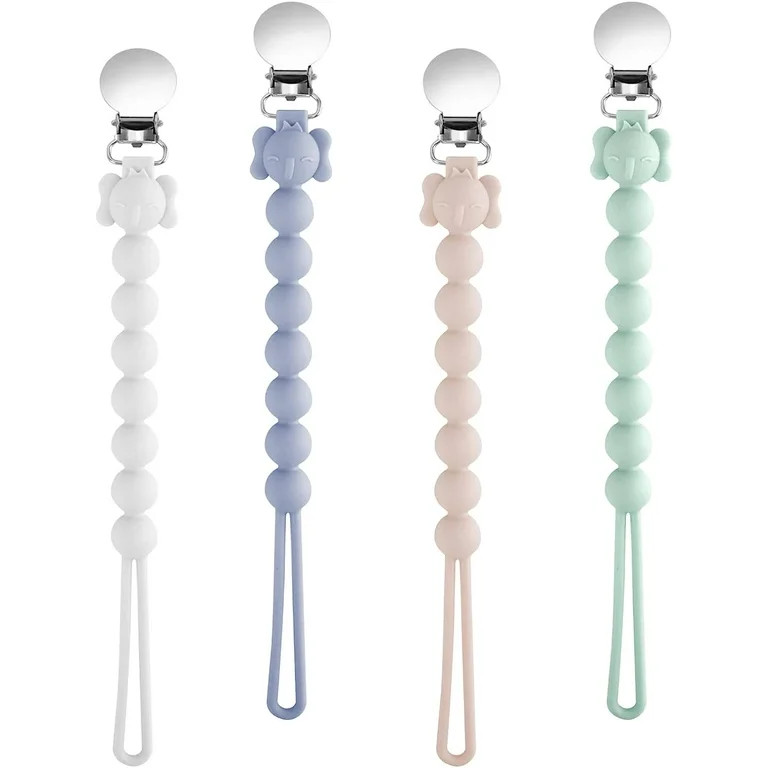 Baby Dummy Clip- BPA Free, 4PCS Personalised Food Grade Silicon Pacifier Clips Fits All Pacifiers... | Walmart (US)