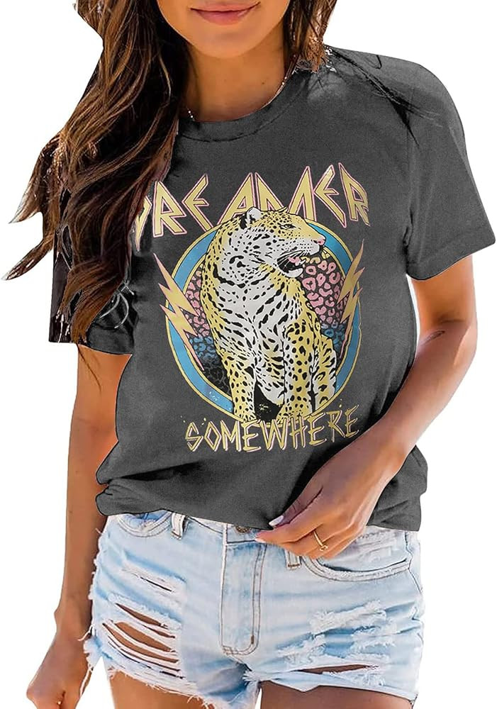 SOFIA'S CHOICE Women Tiger Tee Shirt Short Sleeve Tie dye Graphic Round Neck Casual Cute Top | Amazon (US)