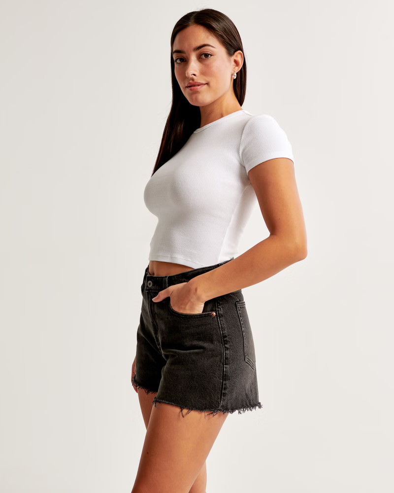 Curve Love High Rise 90s Cutoff Short | Abercrombie & Fitch (US)