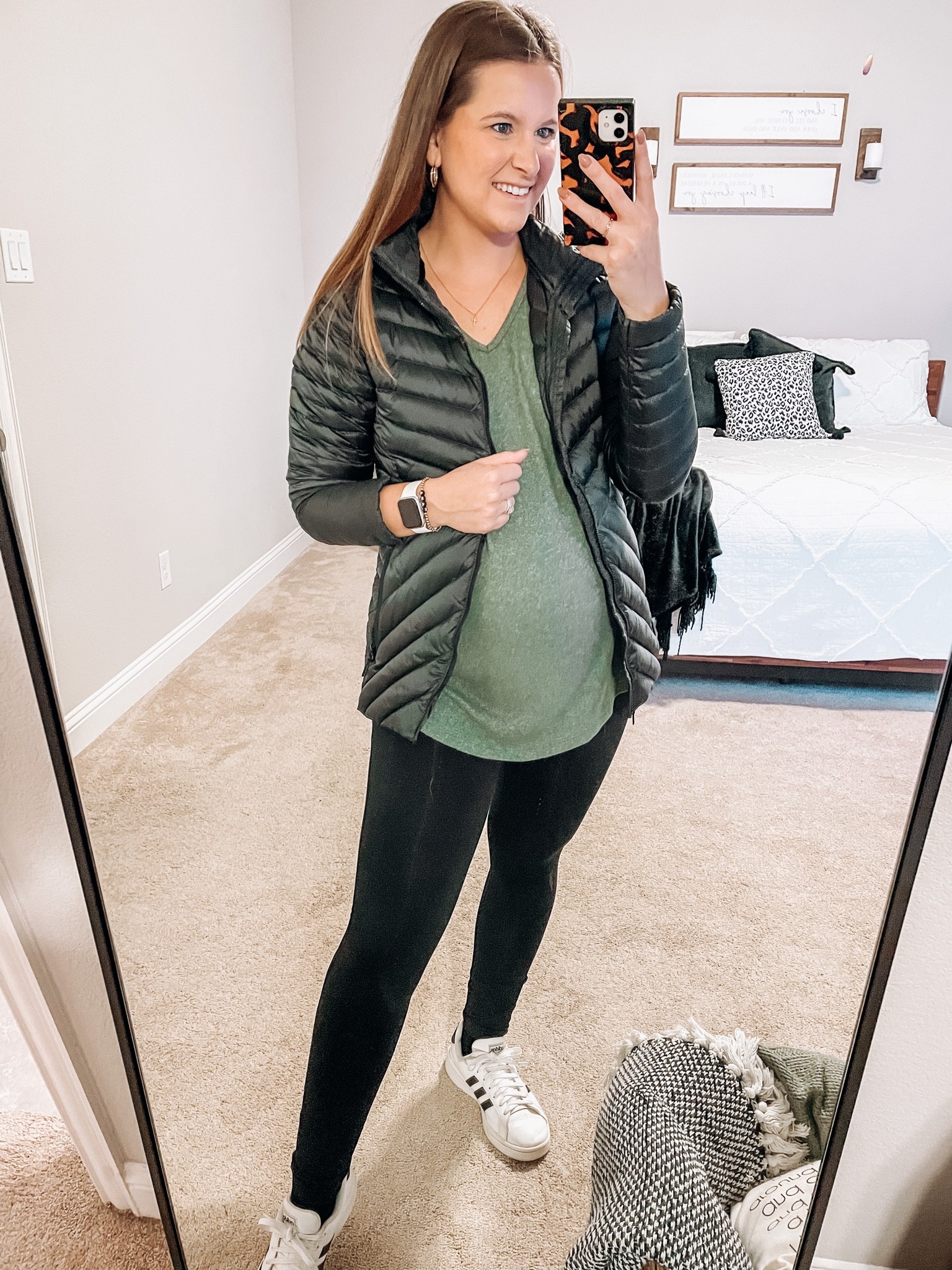 These Zella maternity leggings have been a staple for me throughout my pregnancy and they are so comfortable to travel in! I wish I could link this green sweater as it’s SO SOFT, but it’s from a local boutique in Prosper, TX called The Black Willow Boutique! Size M in all things - TTS! 

#LTKbump #LTKtravel #LTKstyletip