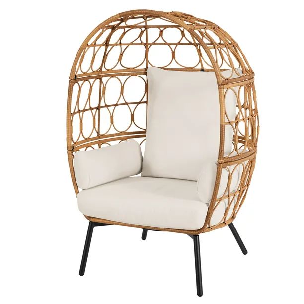 Better Homes & Gardens Willow Sage Steel Wicker Outdoor Egg Chair, Brown | Walmart (US)