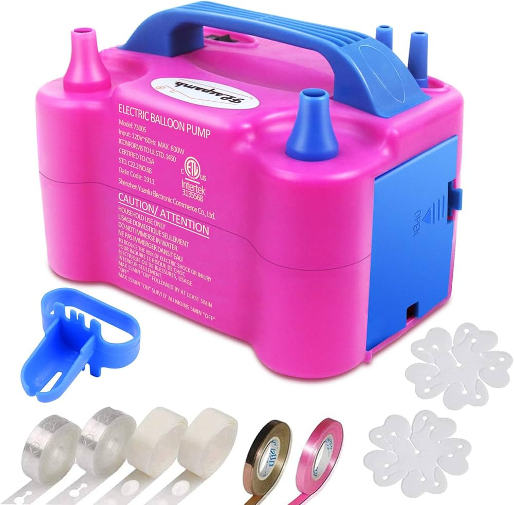 Electric Balloon Pump,Portable Dual Nozzles Air Pump 110V 600W, Inflator with Tying Tool, Flower ... | Amazon (US)