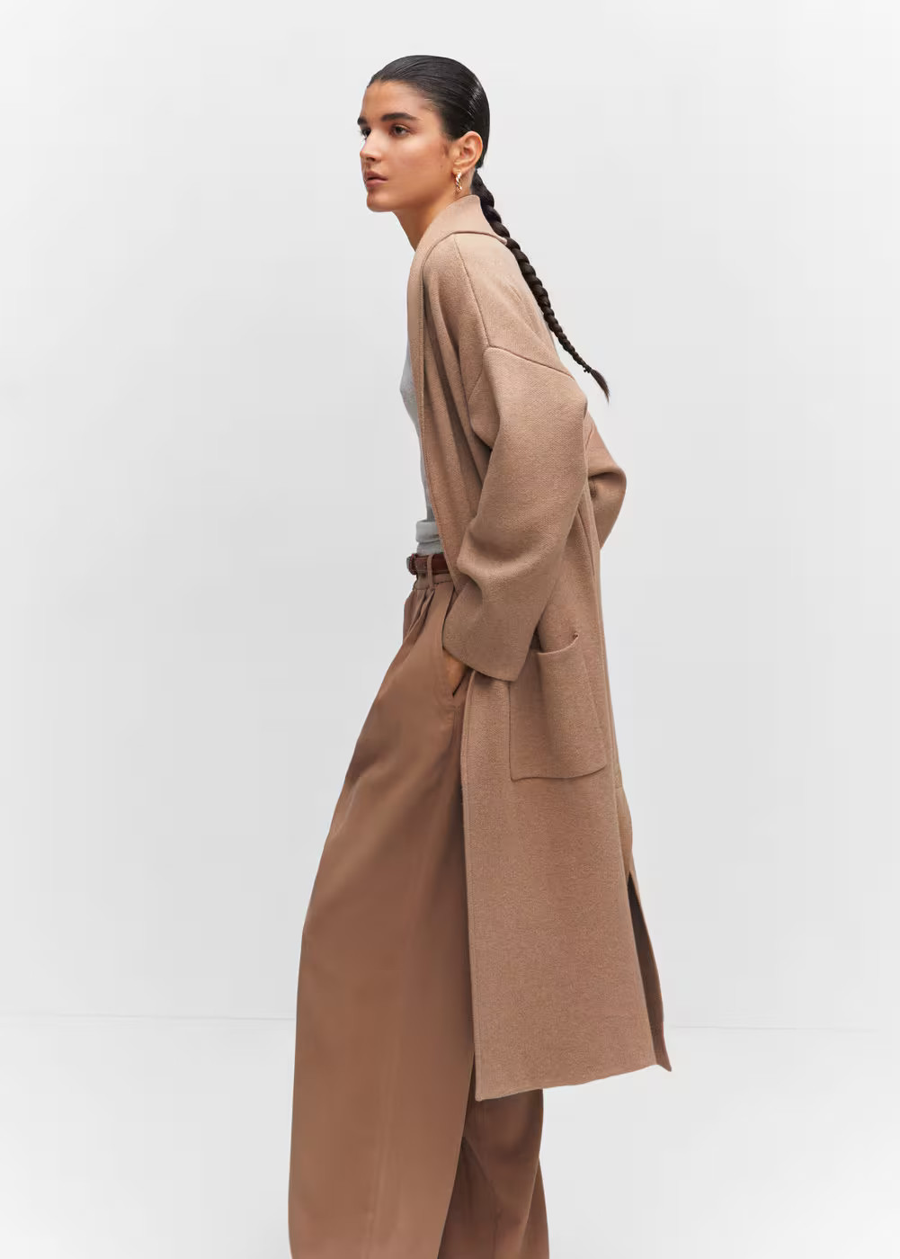 Oversized knitted coat with pockets | MANGO (US)