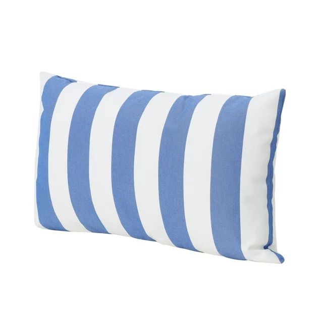 Esme Outdoor Water Resistant Fabric Striped Rectangular Throw Pillow, Blue | Walmart (US)