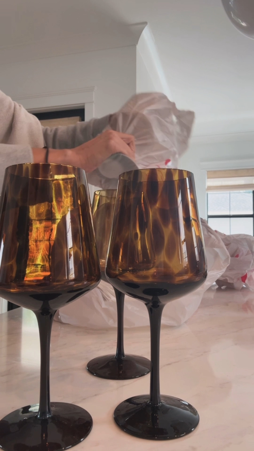 tortoise shell stemware from target // perfect way to bring a touch of fall into the home