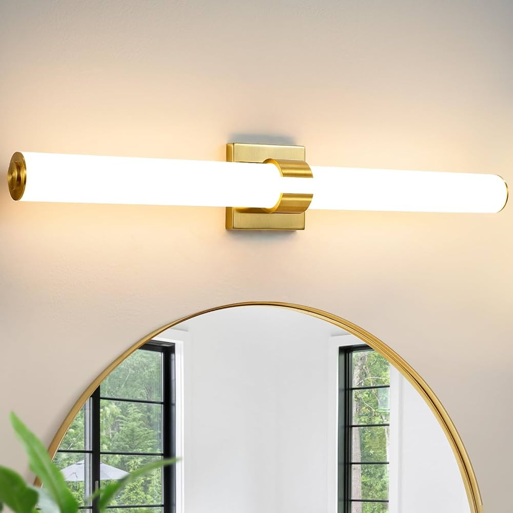 Gold Bathroom Light Fixtures Over Mirror - 31inch Vanity Light Fixture Dimmable LED Bathroom Scon... | Amazon (US)