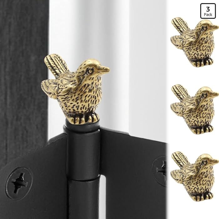Brass Sparrow Hinge Heads Decorative Topper Set of 3 - Magnetic Hinge Head Toppers - Vintage Bird... | Amazon (US)