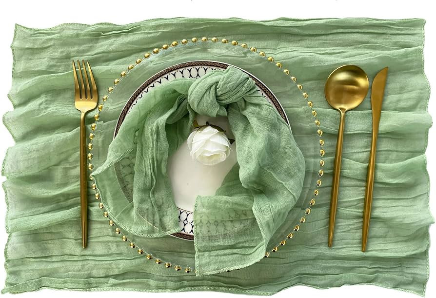 EHLDekol Cheesecloth Gauze Napkins with Wrinkled, Set of 10, Weddings Decorative Napkins, Dinner ... | Amazon (US)