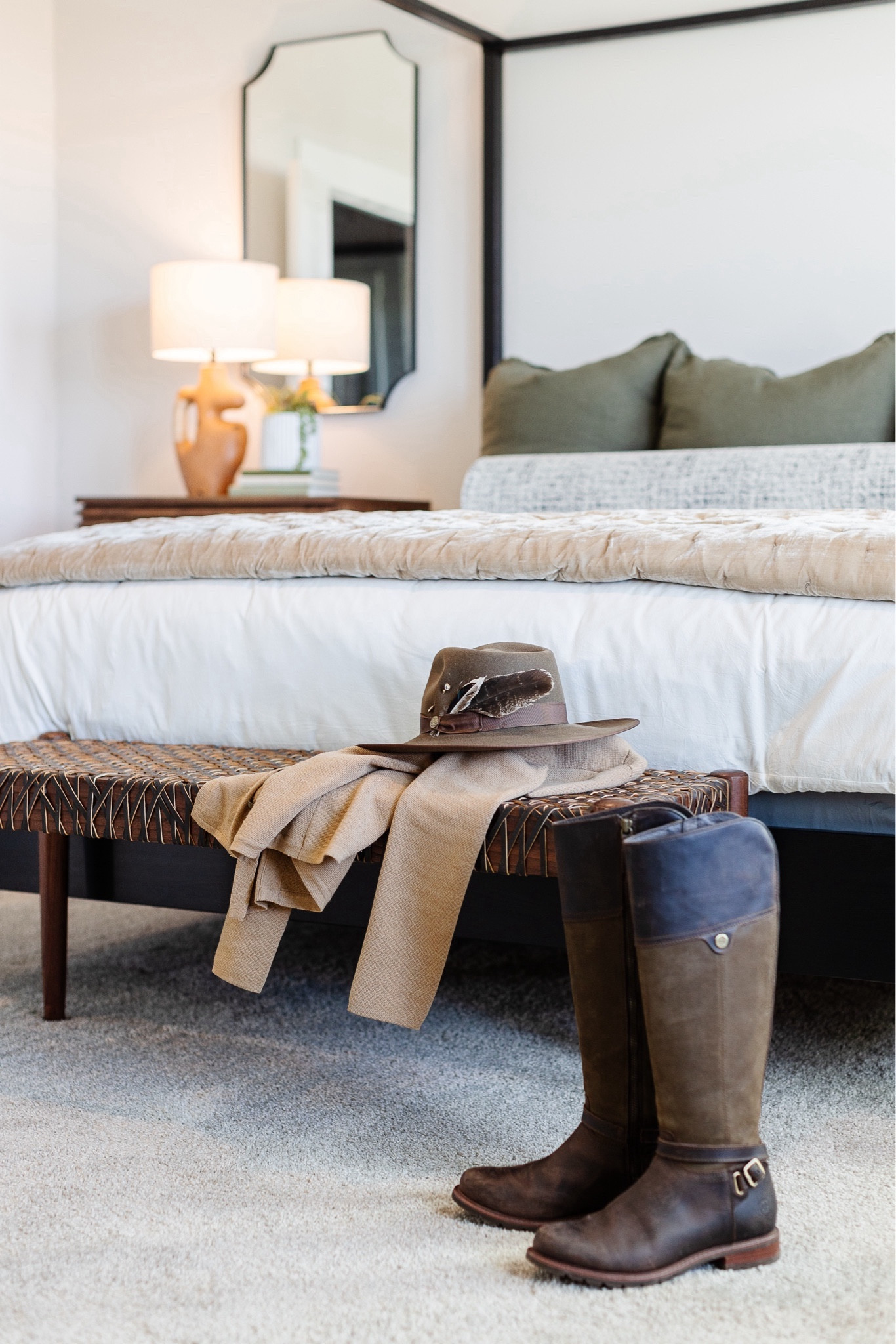 Shop some of our quick ship bedroom faves to get this dreamy bedroom look.  We love a black four poster bed! 👀 

#LTKstyletip #LTKhome