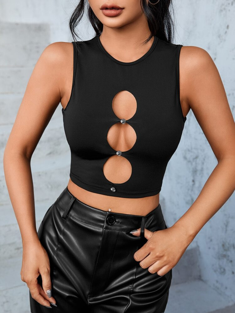 New
     
      SHEIN ICON Cut Out Front Crop Tank Top | SHEIN