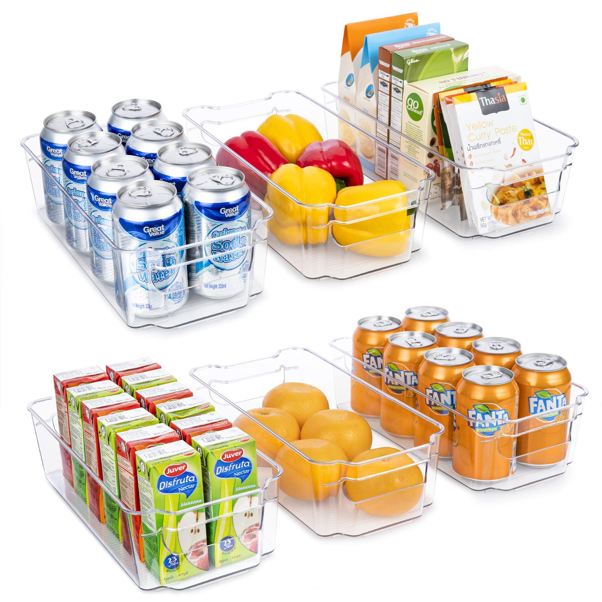 YIHONG 6 Pcs Refrigerator Organizer Bins, Clear Fridge Organizer Bins for Freezer, Cabinets, Kitc... | Amazon (US)