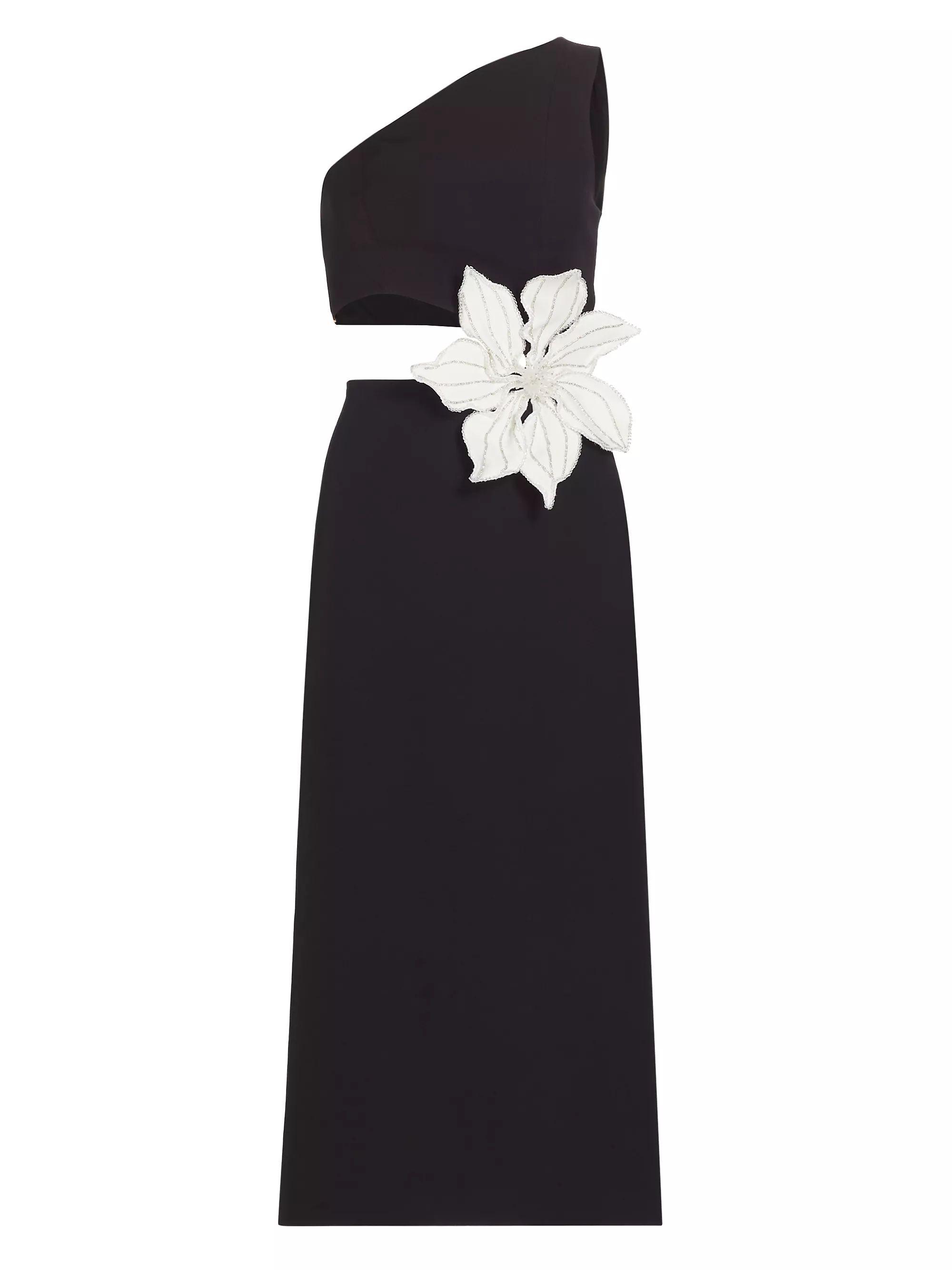 Flower Appliqué & Cut-Out Midi-Dress | Saks Fifth Avenue
