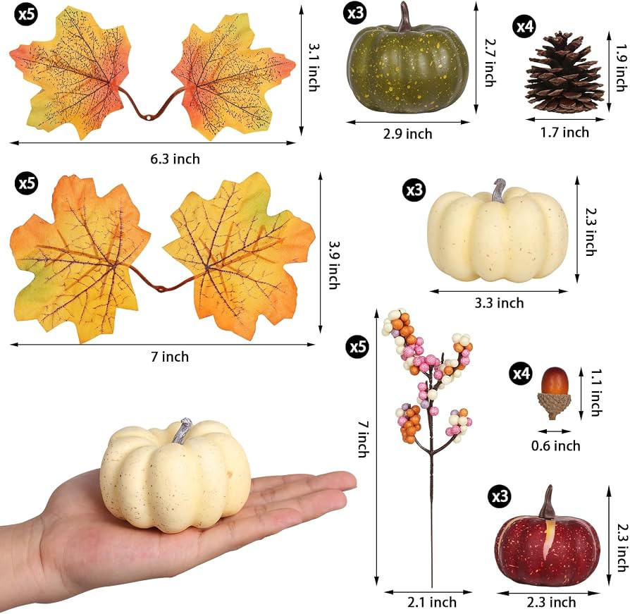 32 PCS Fall Pumpkins Set for Autumn Thanksgiving Halloween Home Decor | Amazon (US)