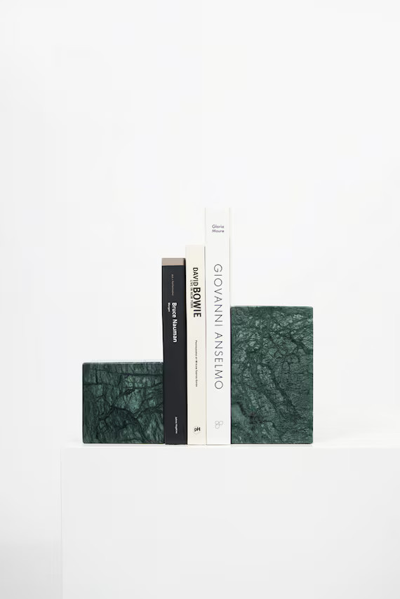 Marble Asymmetric Bookends | EMPRESS GREEN | Etsy (US)