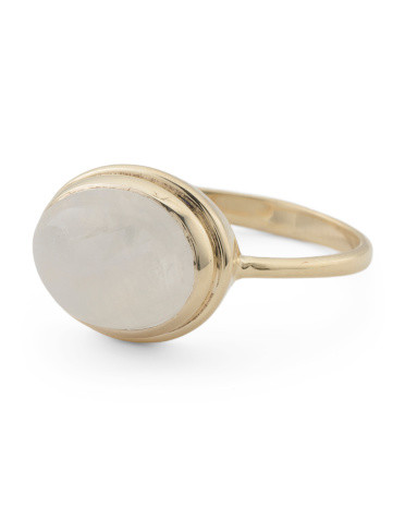 Made In India 14kt Gold Plated Rainbow Moonstone Ring | TJ Maxx