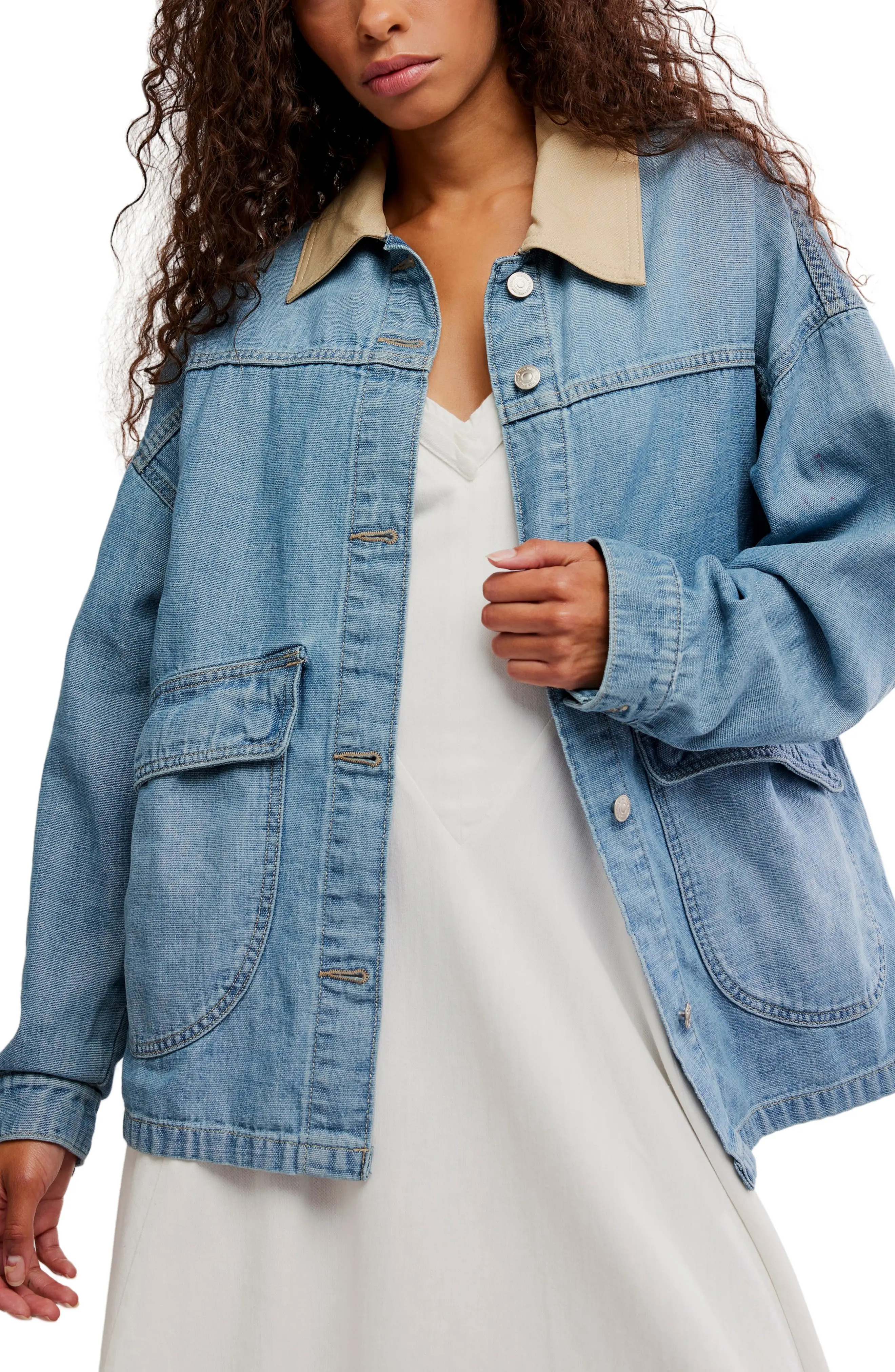 Free People Lemon Denim Chore Jacket in Berry Blues at Nordstrom, Size X-Small | Nordstrom