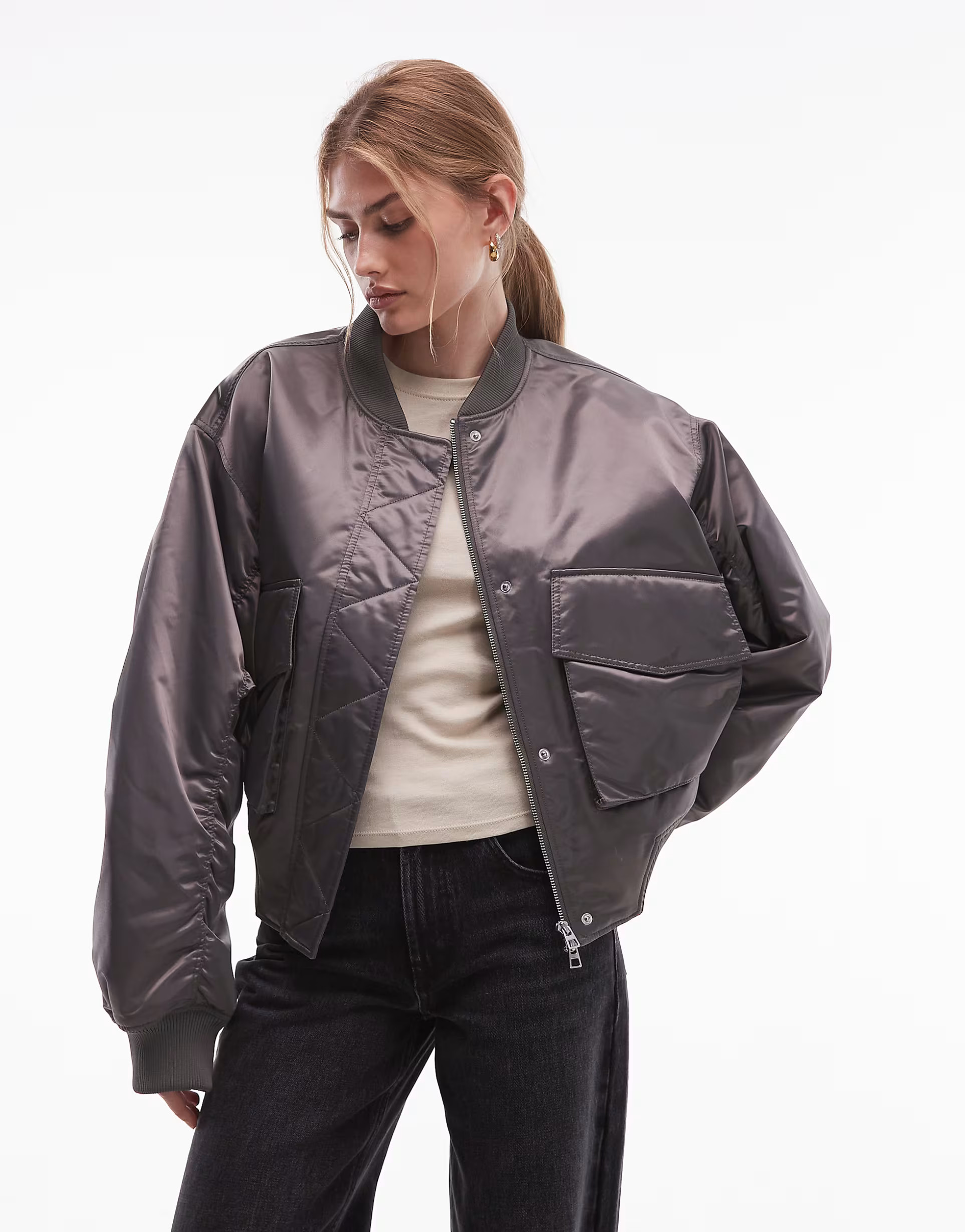 & Other Stories bomber jacket in dark gray | ASOS (Global)